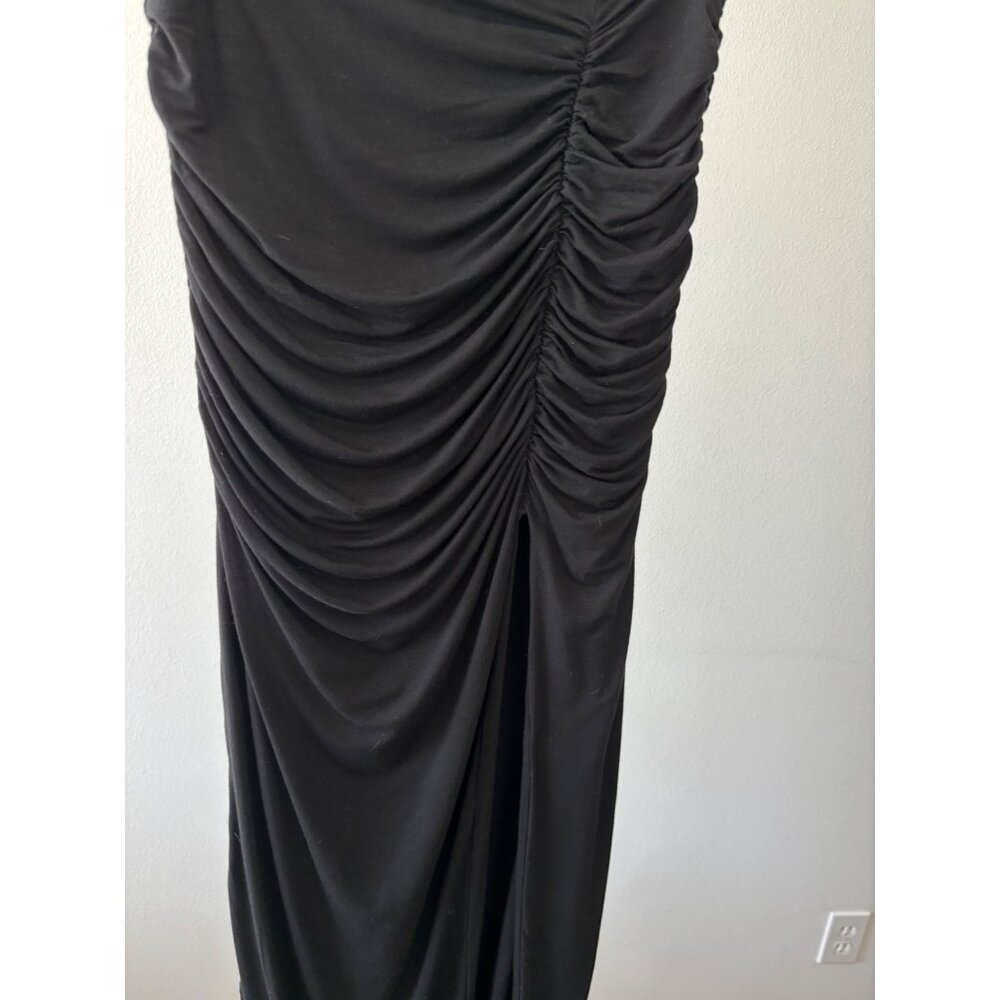 Klassy Network Skirt Medium BodyCon Ruched High Slit Festival Boho Glam Romantic - Picture 11 of 16